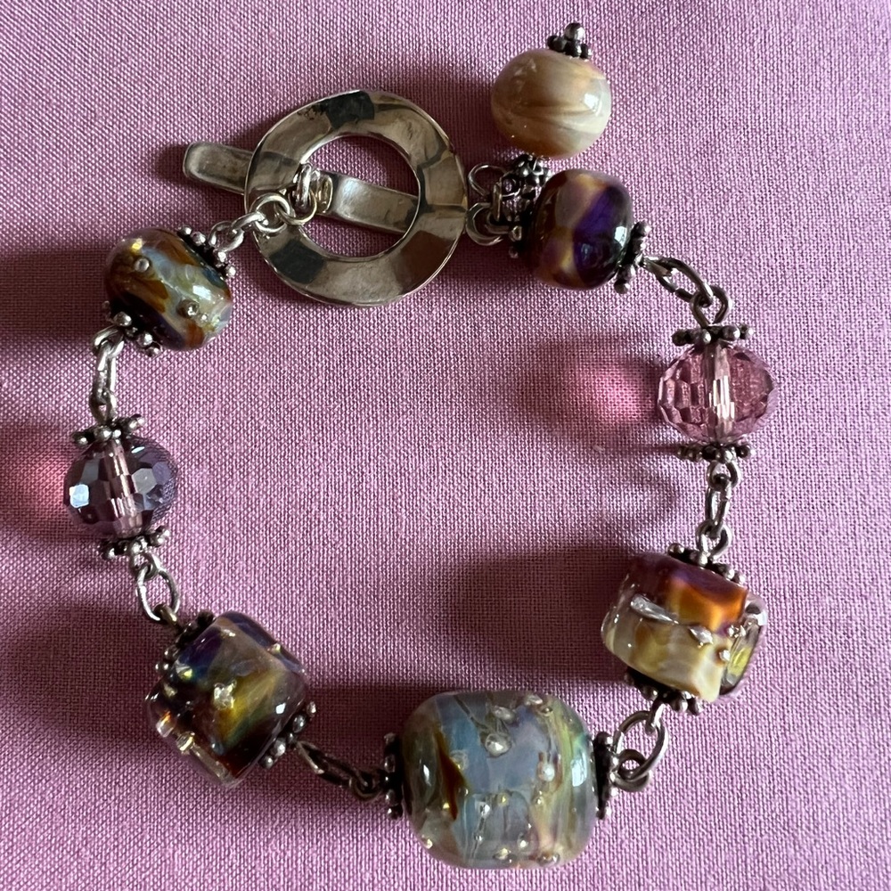 Handmade glass bead bracelet.